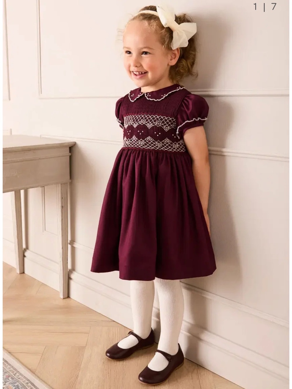 Pepa London Classic Smocked Burgundy Girls' Dress